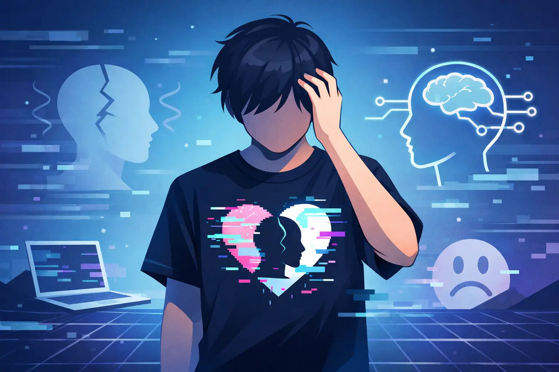 Cyber Y2K Mental Health Awareness Glitch Tee