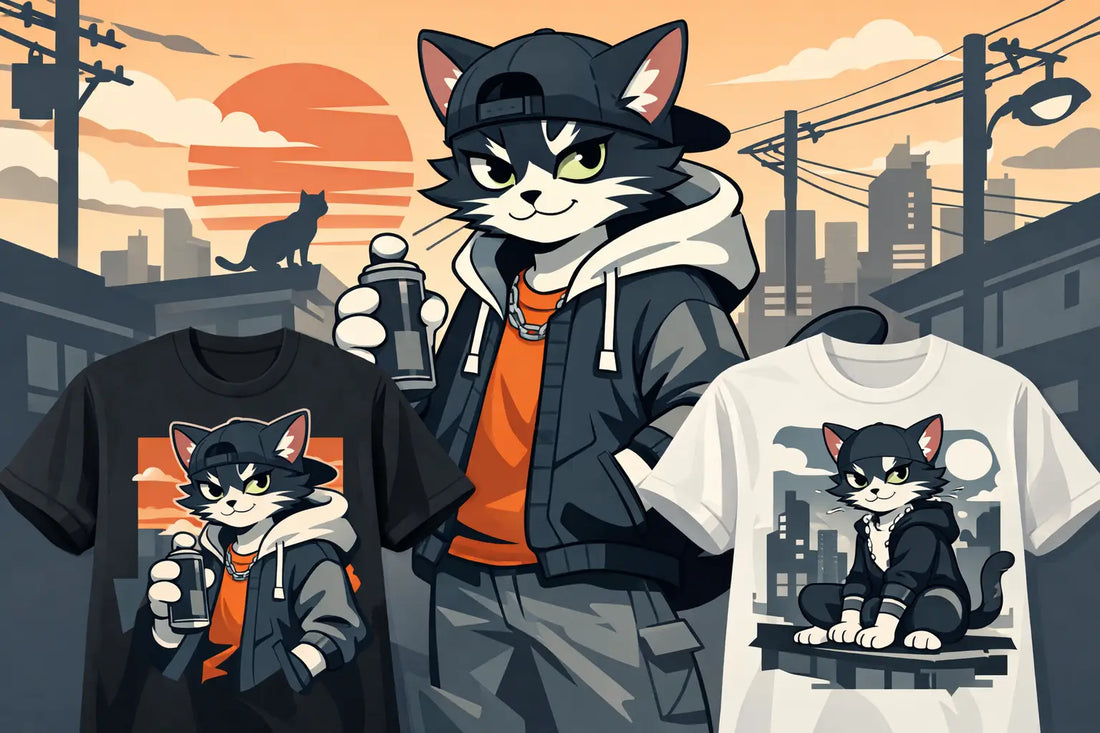 90s Anime Stray Cat Streetwear Graphic Tee