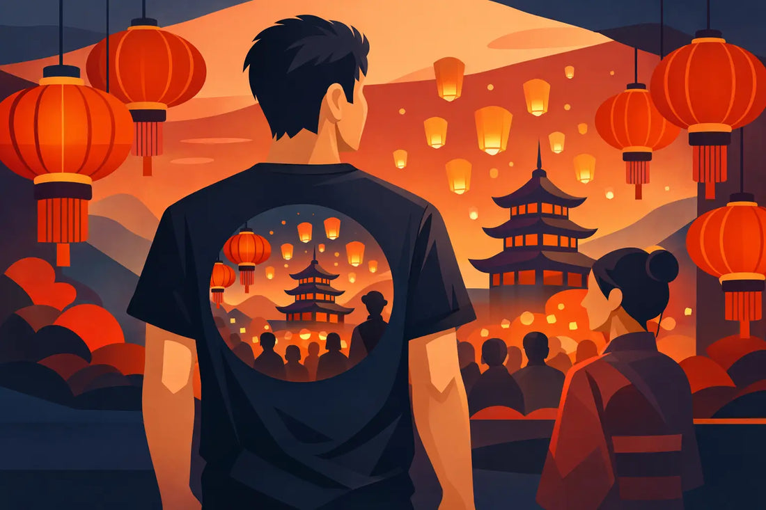 Red Lantern Festival Celebration Graphic Tee Style