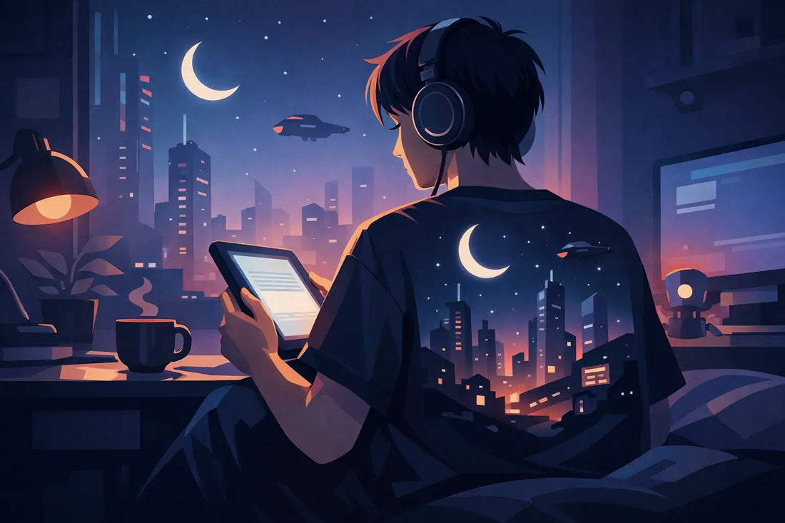 Lo-Fi Cyber Reading Mood Shirt for Night Owls