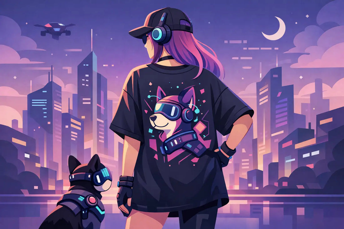 Cyber Punk Aesthetic Dog Mom Oversized Tee