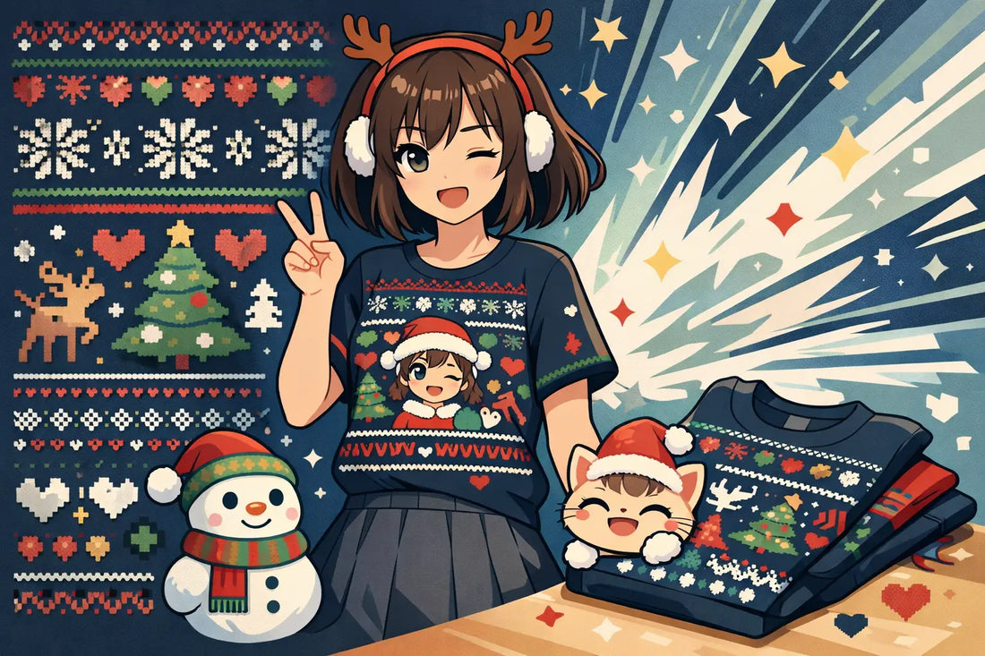 Ugly Sweater Style Anime Graphic Tee Energy