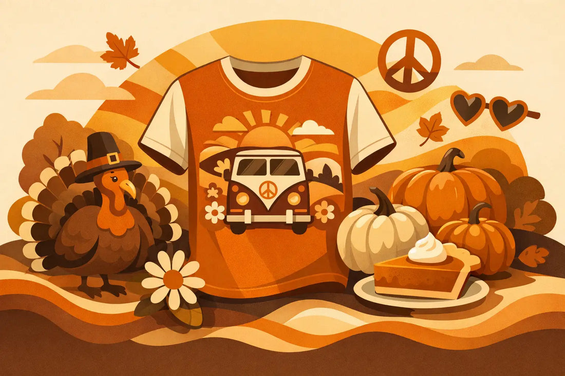 Retro Groovy Thanksgiving Tee Vibes Only