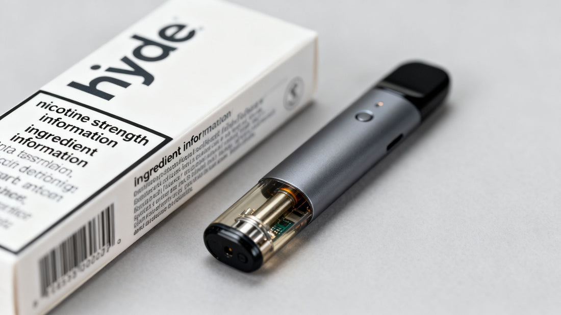 Hyde vape device and its ingredient label