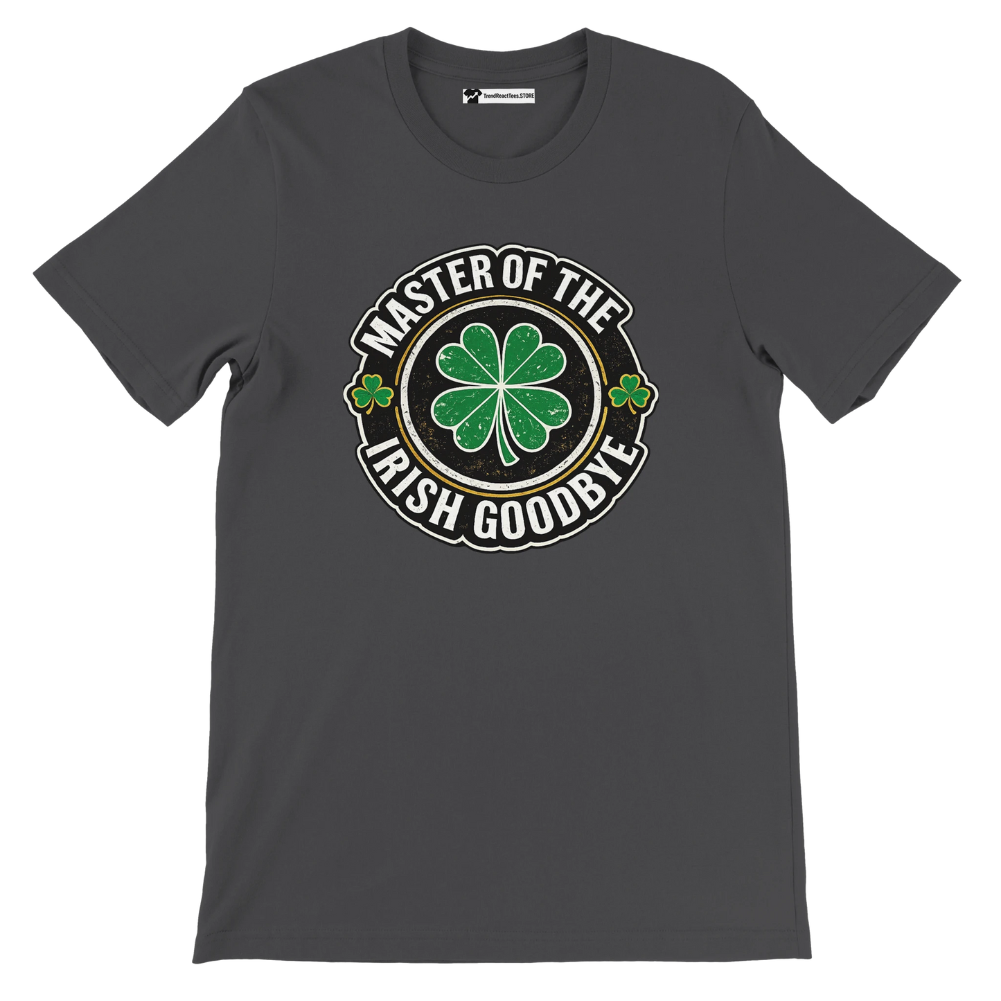 Master of the Irish Goodbye t-shirt with shamrock design, St. Patrick's Day graphic tee