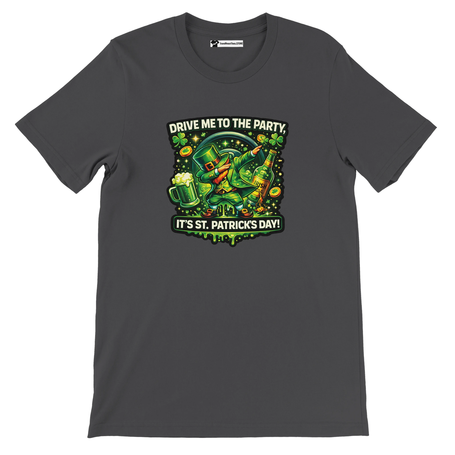 St. Patrick's Day tee with dabbing leprechaun, beer, and shamrocks for festive holiday wear