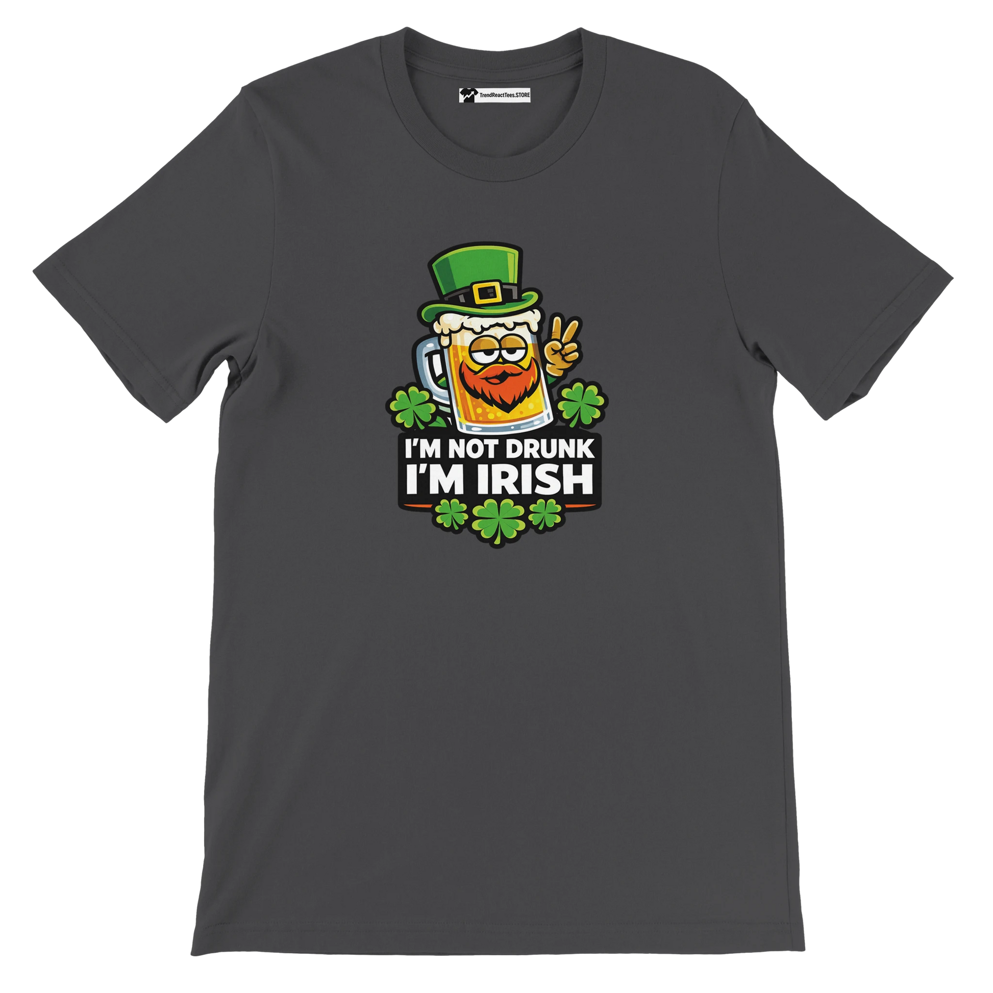 I'm Not Drunk I'm Irish t-shirt with beer mug, leprechaun hat, shamrocks, St. Patrick's Day humor tee