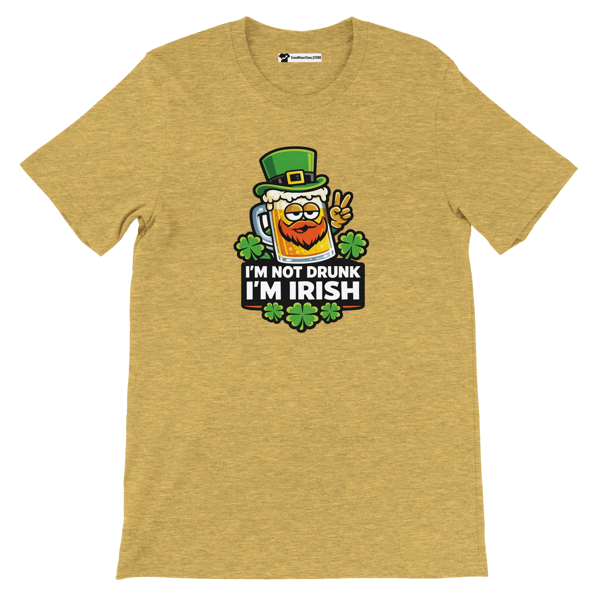 Funny St. Patrick's Day tee with beer mug, shamrocks, and 'I'm Not Drunk I'm Irish' text